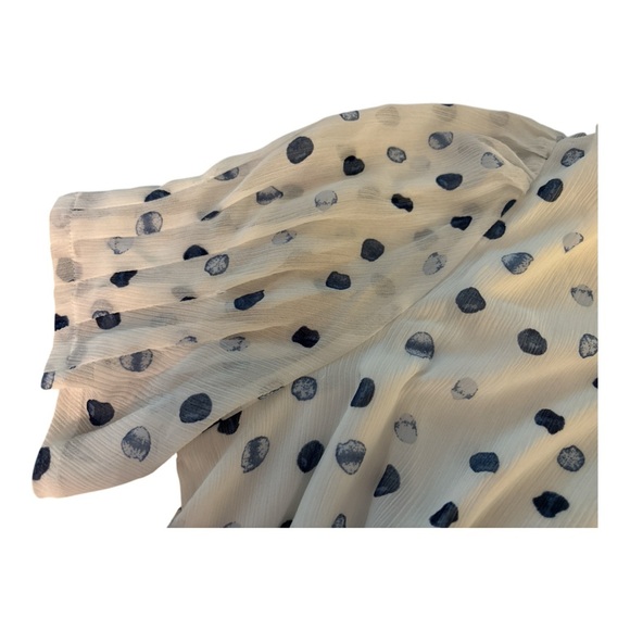 DKNY spring summer dress, white with blue dots, belted , full skirt, lined. SZ12 - Picture 7 of 12